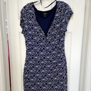 Beautiful Navy blue dres with sapphire and silver embellishments.